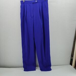 Evan Picone Blue High-Waisted Trousers with Pleated Front